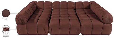 Camden Rose Velvet Performance Fabric Upholstered Sectional, 6-Piece (Style 8)