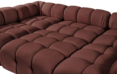 Camden Rose Velvet Performance Fabric Upholstered Sectional, 6-Piece (Style 8)