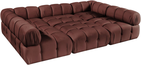 Camden Rose Velvet Performance Fabric Upholstered Sectional, 6-Piece (Style 8)