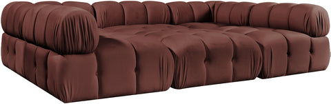 Camden Rose Velvet Performance Fabric Upholstered Sectional, 6-Piece (Style 8)