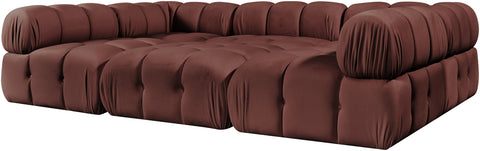 Camden Rose Velvet Performance Fabric Upholstered Sectional, 6-Piece (Style 8)