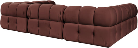 Camden Rose Velvet Performance Fabric Upholstered Sectional, 6-Piece (Style 8)