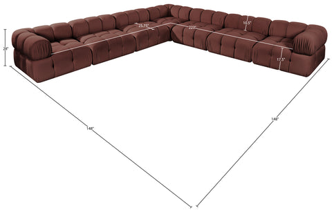 Camden Rose Velvet Performance Fabric Upholstered Sectional, 7-Piece