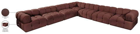 Camden Rose Velvet Performance Fabric Upholstered Sectional, 7-Piece