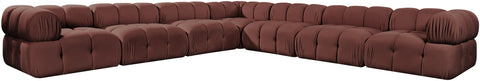 Camden Rose Velvet Performance Fabric Upholstered Sectional, 7-Piece