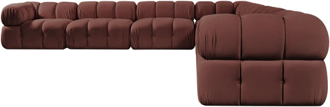 Camden Rose Velvet Performance Fabric Upholstered Sectional, 7-Piece