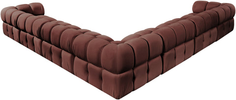 Camden Rose Velvet Performance Fabric Upholstered Sectional, 7-Piece