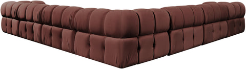 Camden Rose Velvet Performance Fabric Upholstered Sectional, 7-Piece