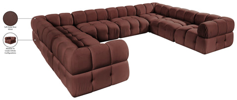 Camden Rose Velvet Performance Fabric Upholstered Sectional, 8-Piece