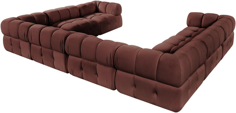 Camden Rose Velvet Performance Fabric Upholstered Sectional, 8-Piece
