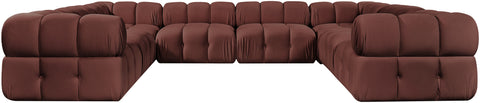 Camden Rose Velvet Performance Fabric Upholstered Sectional, 8-Piece