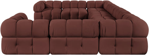 Camden Rose Velvet Performance Fabric Upholstered Sectional, 8-Piece