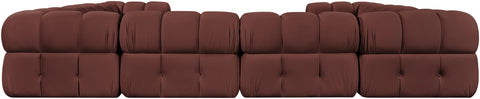 Camden Rose Velvet Performance Fabric Upholstered Sectional, 8-Piece