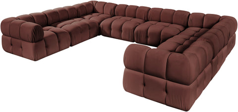 Camden Rose Velvet Performance Fabric Upholstered Sectional, 8-Piece