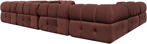 Camden Rose Velvet Performance Fabric Upholstered Sectional, 8-Piece