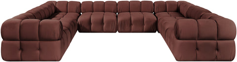 Camden Rose Velvet Performance Fabric Upholstered Sectional, 8-Piece