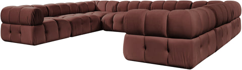 Camden Rose Velvet Performance Fabric Upholstered Sectional, 8-Piece