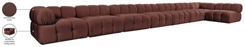 Camden Rose Velvet Performance Fabric Upholstered Sectional, 8-Piece (Style 4)
