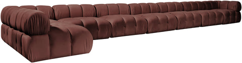 Camden Rose Velvet Performance Fabric Upholstered Sectional, 8-Piece (Style 4)