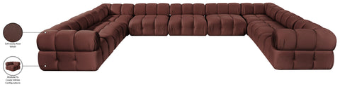 Camden Rose Velvet Performance Fabric Upholstered Sectional, 9-Piece