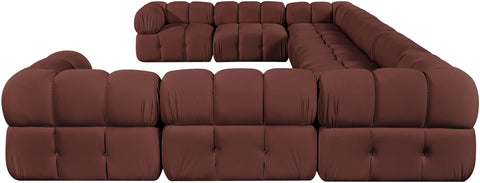 Camden Rose Velvet Performance Fabric Upholstered Sectional, 9-Piece