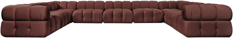 Camden Rose Velvet Performance Fabric Upholstered Sectional, 9-Piece