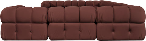 Camden Rose Velvet Performance Fabric Upholstered Sectional, 9-Piece