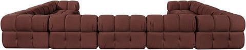 Camden Rose Velvet Performance Fabric Upholstered Sectional, 9-Piece