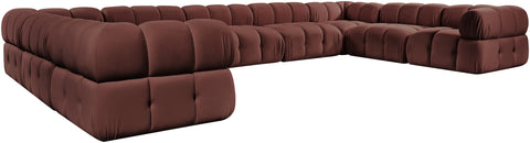 Camden Rose Velvet Performance Fabric Upholstered Sectional, 9-Piece