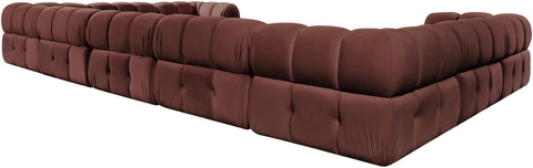 Camden Rose Velvet Performance Fabric Upholstered Sectional, 9-Piece