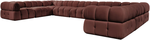 Camden Rose Velvet Performance Fabric Upholstered Sectional, 9-Piece
