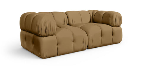 Camden Saddle Velvet Performance Fabric Upholstered Sofa, 2-Piece