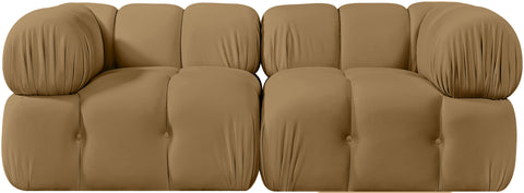 Camden Saddle Velvet Performance Fabric Upholstered Sofa, 2-Piece
