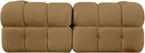 Camden Saddle Velvet Performance Fabric Upholstered Sofa, 2-Piece