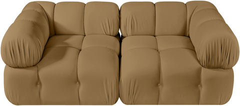 Camden Saddle Velvet Performance Fabric Upholstered Sofa, 2-Piece