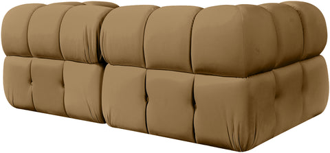 Camden Saddle Velvet Performance Fabric Upholstered Sofa, 2-Piece