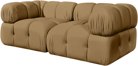 Camden Saddle Velvet Performance Fabric Upholstered Sofa, 2-Piece