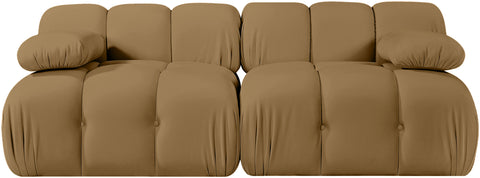 Camden Saddle Velvet Performance Fabric Upholstered Sofa, 2-Piece (Style 2)