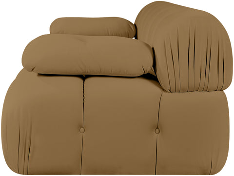Camden Saddle Velvet Performance Fabric Upholstered Sofa, 2-Piece (Style 2)