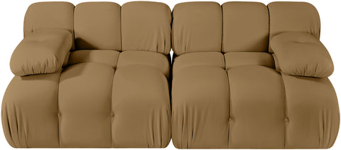 Camden Saddle Velvet Performance Fabric Upholstered Sofa, 2-Piece (Style 2)