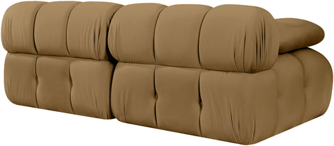 Camden Saddle Velvet Performance Fabric Upholstered Sofa, 2-Piece (Style 2)