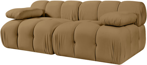 Camden Saddle Velvet Performance Fabric Upholstered Sofa, 2-Piece (Style 2)