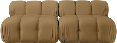 Camden Saddle Velvet Performance Fabric Upholstered Sofa, 2-Piece (Style 2)