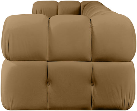 Camden Saddle Velvet Performance Fabric Upholstered Sofa, 3-Piece