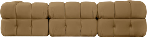 Camden Saddle Velvet Performance Fabric Upholstered Sofa, 3-Piece
