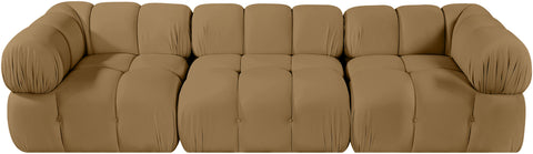Camden Saddle Velvet Performance Fabric Upholstered Sofa, 3-Piece