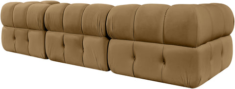 Camden Saddle Velvet Performance Fabric Upholstered Sofa, 3-Piece