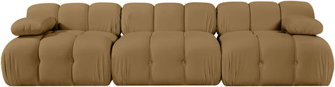 Camden Saddle Velvet Performance Fabric Upholstered Sofa, 3-Piece (Style 2)