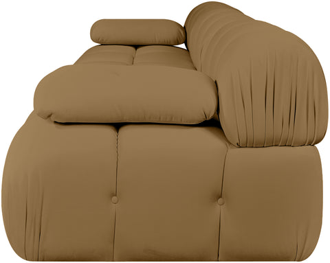 Camden Saddle Velvet Performance Fabric Upholstered Sofa, 3-Piece (Style 2)