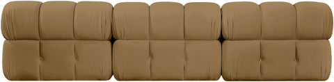Camden Saddle Velvet Performance Fabric Upholstered Sofa, 3-Piece (Style 2)